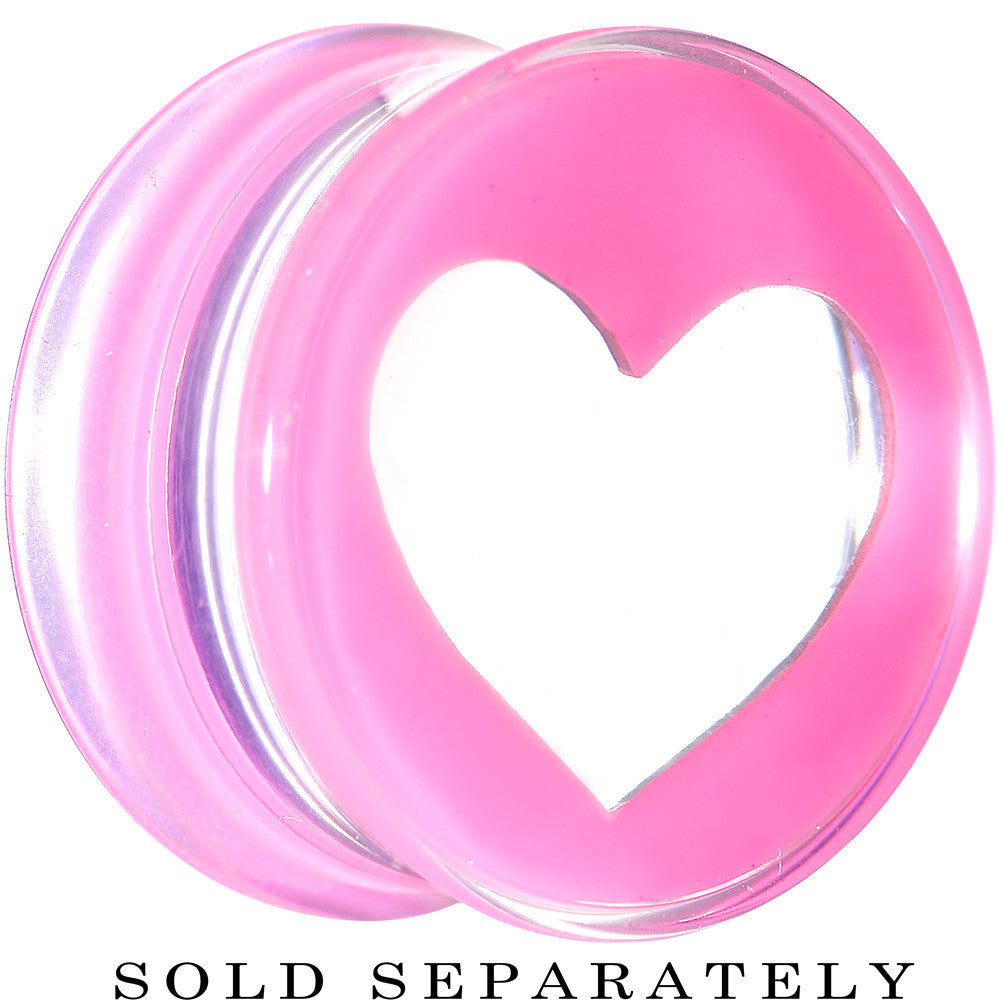 9/16 Clear Pink Acrylic Adoring Heart Saddle Plug