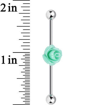 Light Green Charming Summer Rose Flower Industrial Barbell 37mm