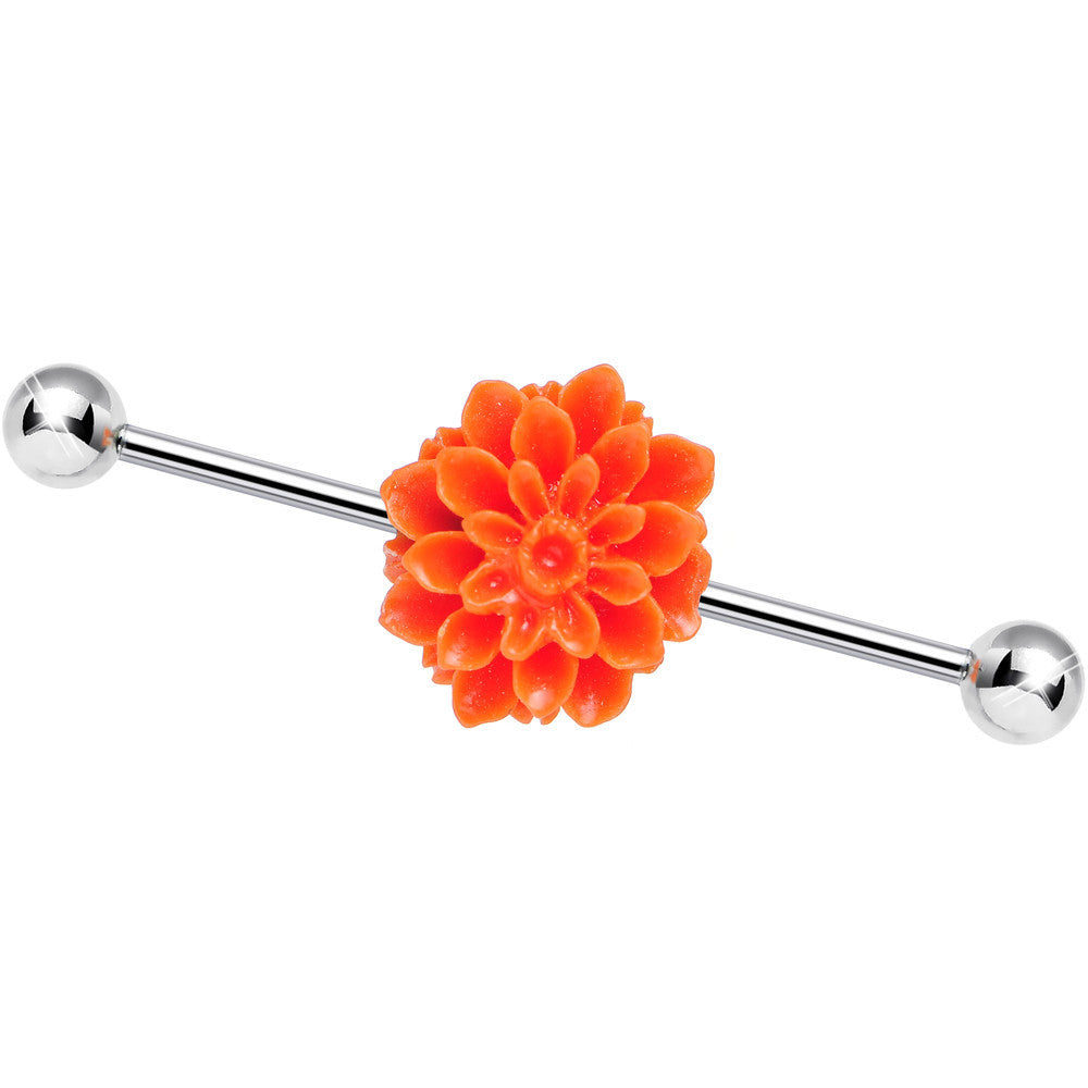 Orange Garden of Treasures Carnation Flower Industrial Barbell 37mm