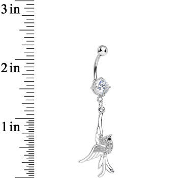 Clear Cubic Zirconia Riding the Jetstream Bird Dangle Belly Ring