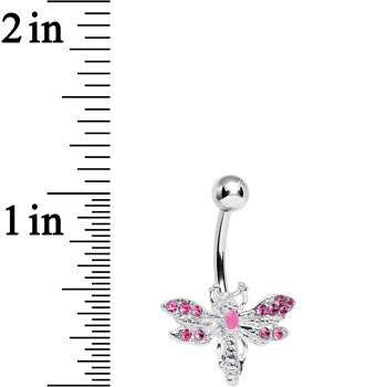 Pink Gem Flashy Flying Dragonfly Belly Ring