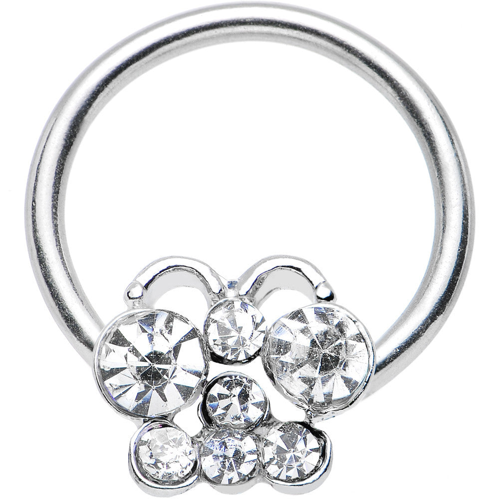 14G 7/16 Clear Gem Brilliant Butterfly BCR Captive Ring