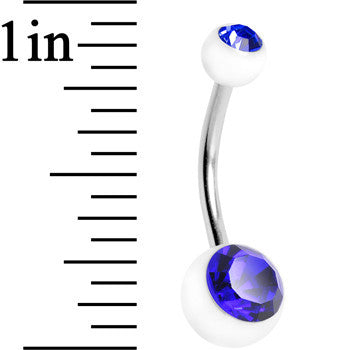 Blue Cubic Zirconia Clear Acrylic Dual Dazzle Belly Ring