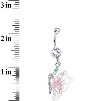 Clear Cubic Zirconia Captivating Butterfly Dangle Belly Ring