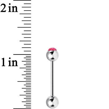 Pink Glitter Follow the Party Barbell Tongue Ring