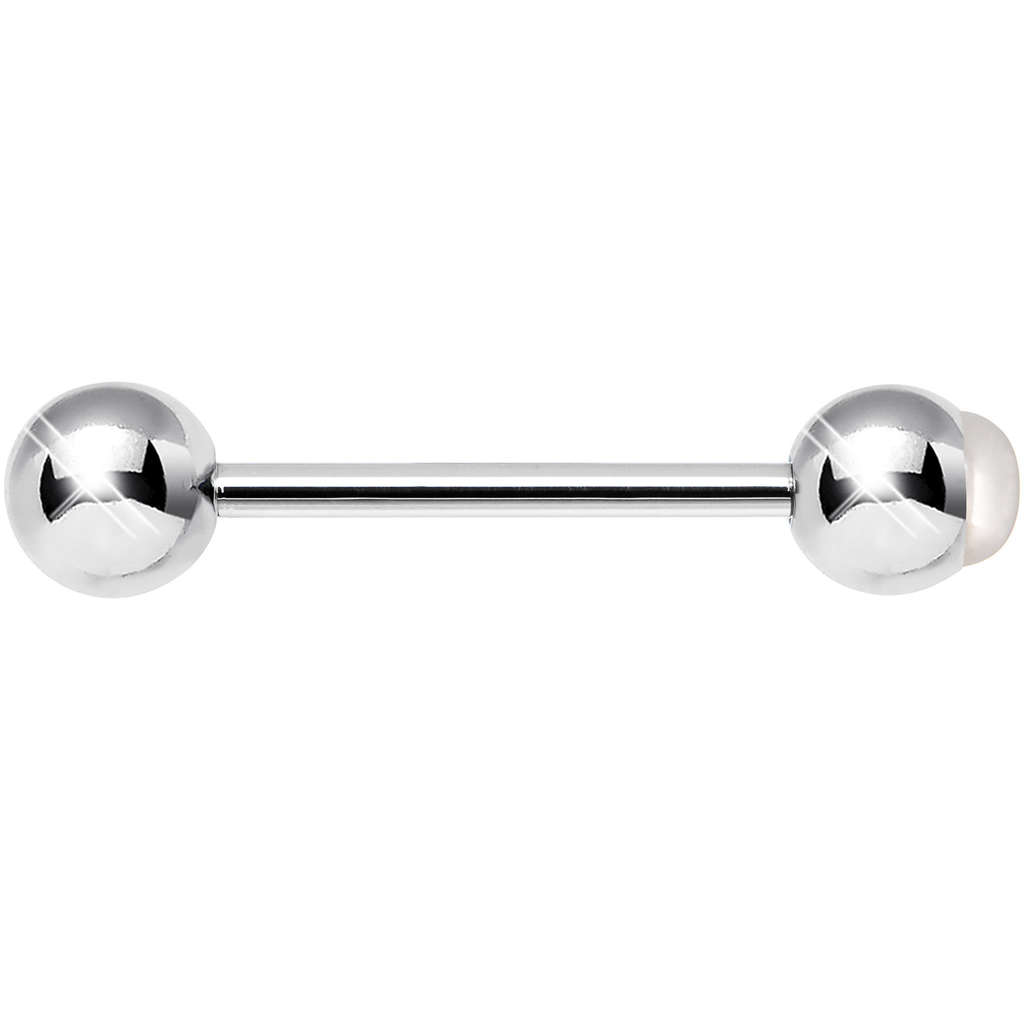 Pure as Snow White Faux Opal Barbell Tongue Ring