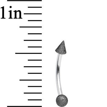 16G 3/8 Black Sandblasted Steel Curved Eyebrow Ring 3mm Cone