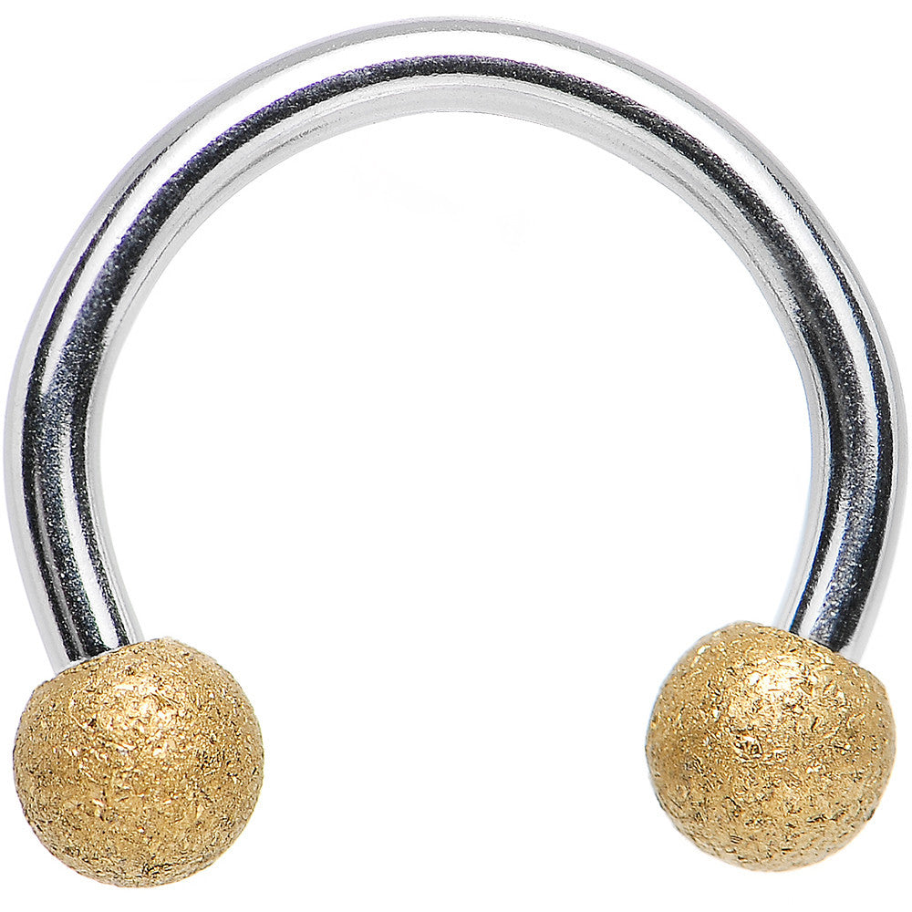 16G 5/16 Gold Tone Sandblasted Ball Ends Horseshoe Barbell