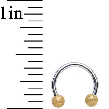 16G 5/16 Gold Tone Sandblasted Ball Ends Horseshoe Barbell