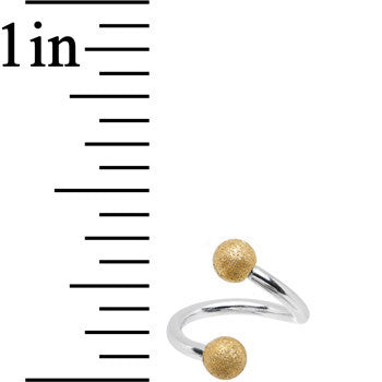 16G 5/16 Gold Sandblasted Steel Spiral Barbell 3mm Ball