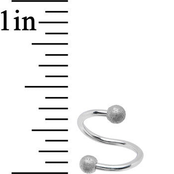 16G 3/8 Silver Tone Sandblasted Ball Ends Spiral Twister Ring