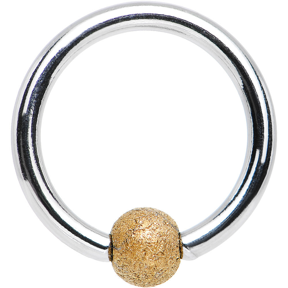 16G 5/16 Gold Sandblasted Steel BCR Captive Ring 3mm Ball