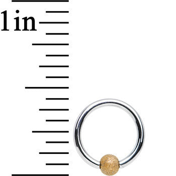 16G 5/16 Gold Sandblasted Steel BCR Captive Ring 3mm Ball