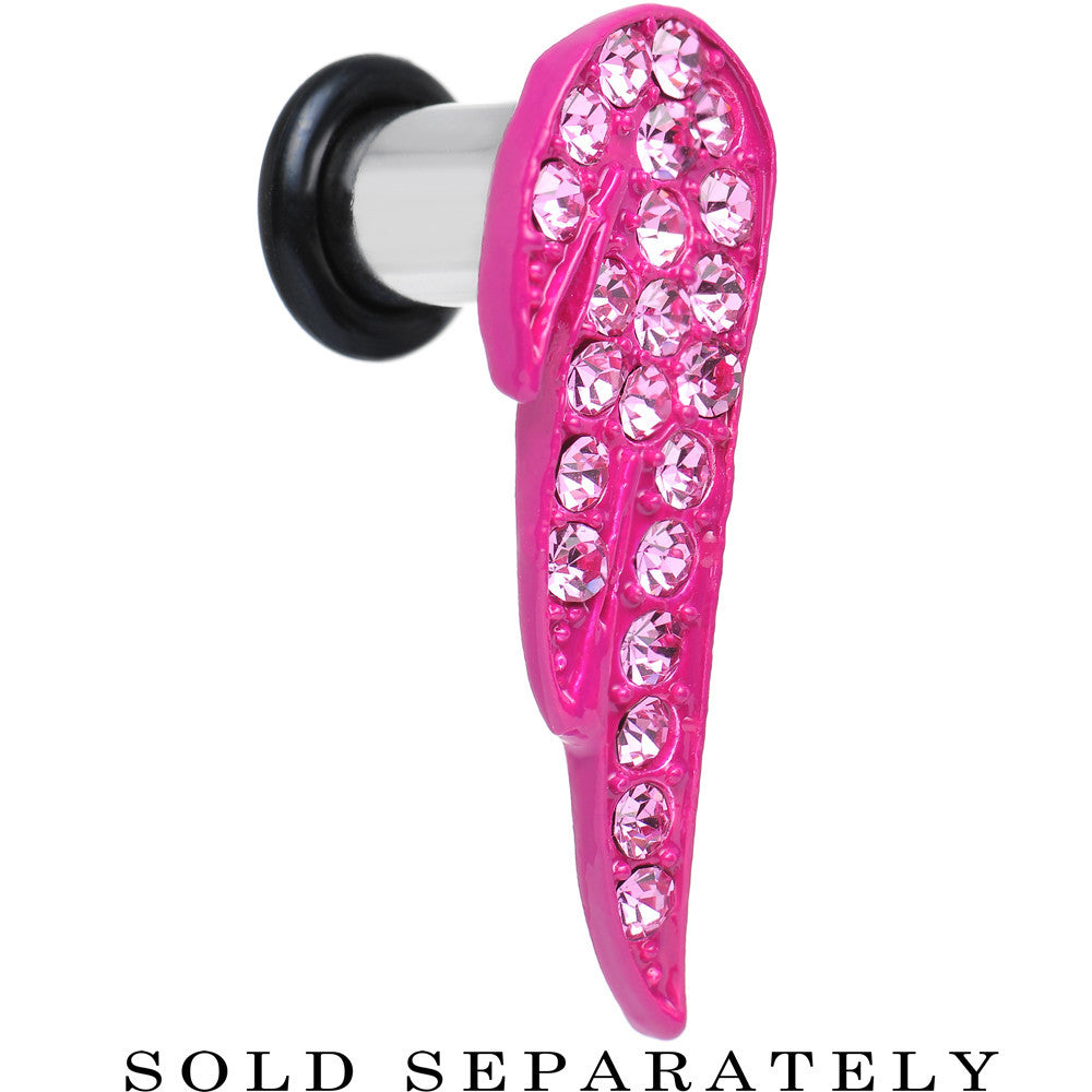 2G Pink Gem Brilliant Angel Wing Single Flare Steel Plug