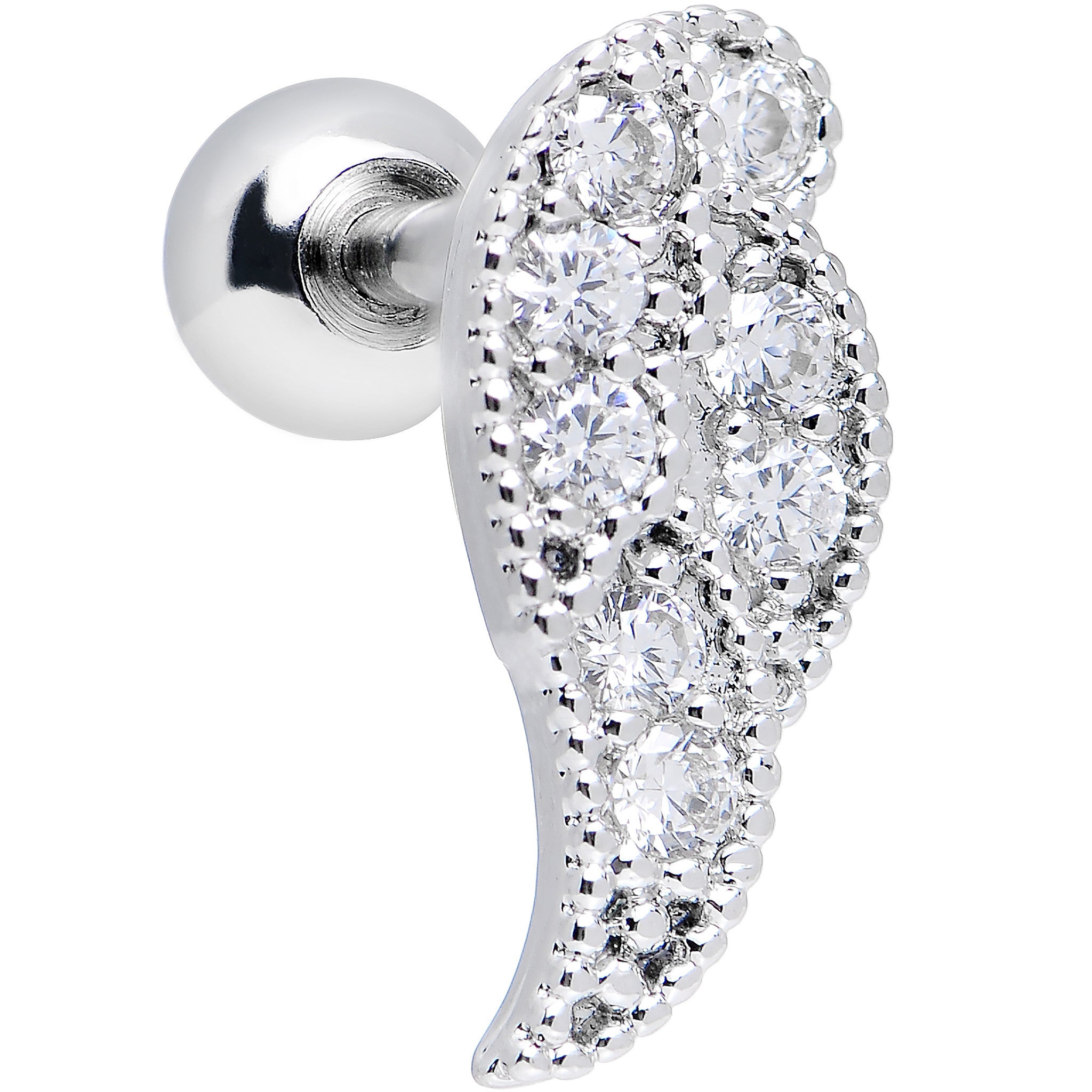 Clear Gem Celestial Angel Wing Right Cartilage Earring