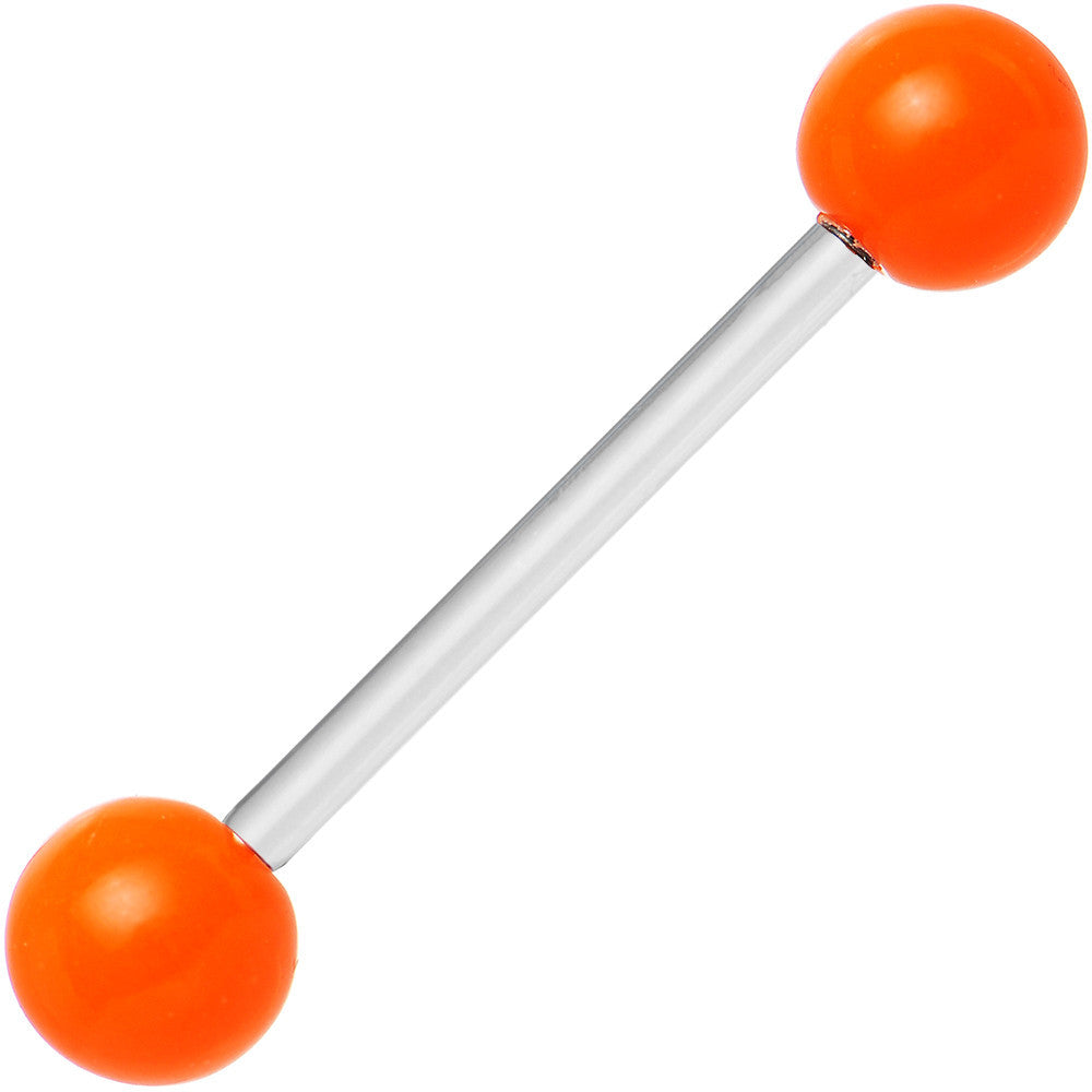 Bright Orange Acrylic Grade 23 Solid Titanium Barbell Tongue Ring