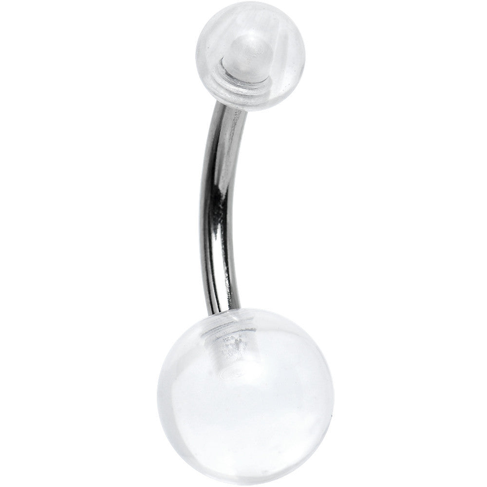 Crystal Clear Acrylic Grade 23 Solid Titanium Belly Ring