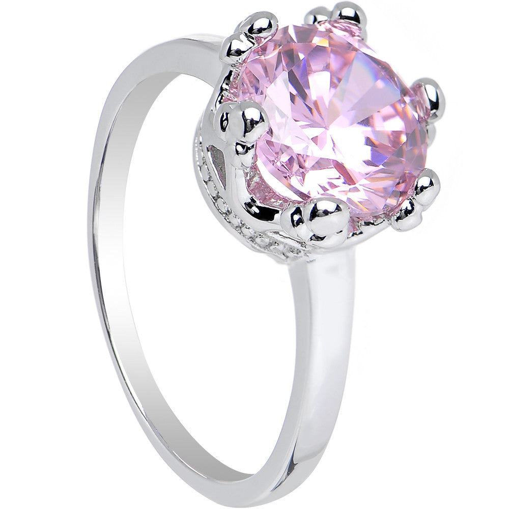 Pink Cubic Zirconia Magnificent Queen Ring Sizes 6 to 8