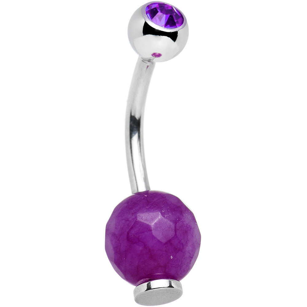 Purple Cubic Zirconia Purple Natural Stone Belly Ring