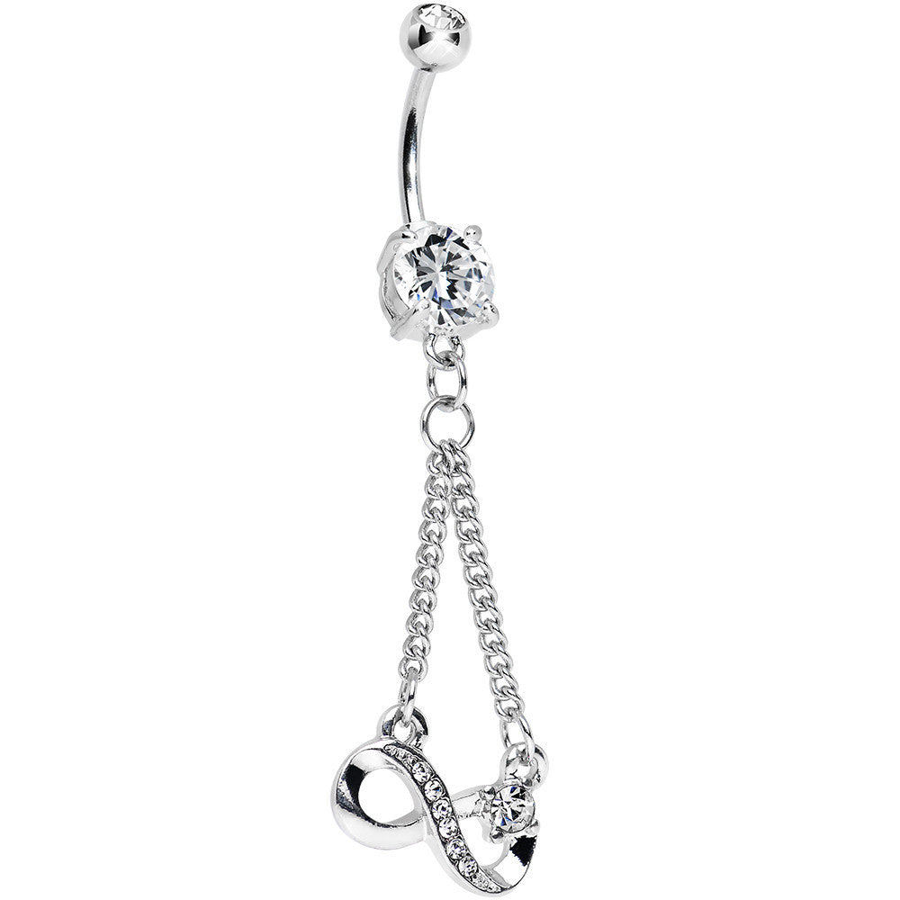 Clear Cubic Zirconia Dazzling Infinity Symbol Dangle Belly Ring