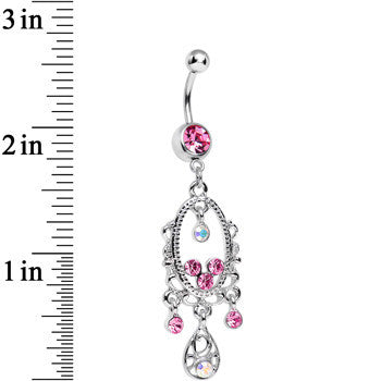 Pink Aurora Gem Victorian Allure Chandelier Belly Ring