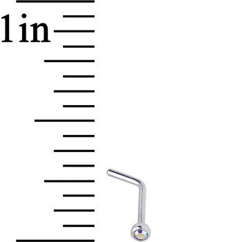 20G Aurora Gem Stainless Steel L-Shaped Nose Ring 1/4