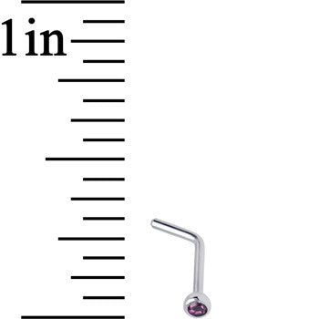20G Purple Gem Stainless Steel L-Shaped Nose Ring 1/4