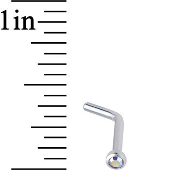 18G Aurora Gem Stainless Steel L-Shaped Nose Ring 1/4