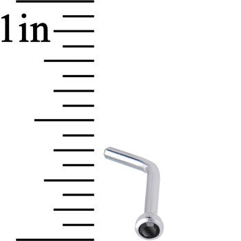 18G Black Gem Stainless Steel L-Shaped Nose Ring 1/4