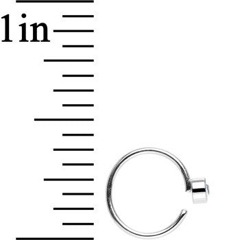 20G 5/16 Stainless Steel Clear Round Cubic Zirconia Nose Hoop