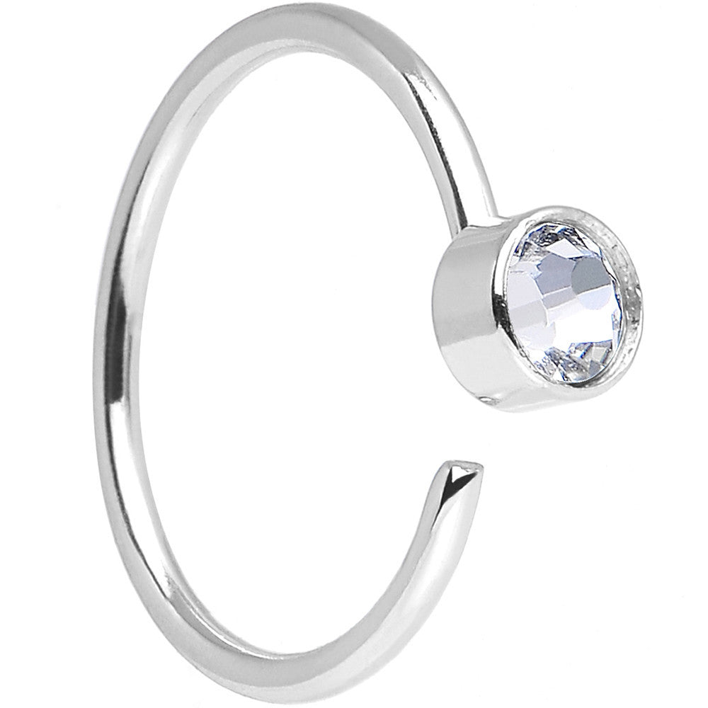 20G 5/16 Stainless Steel Clear Round Cubic Zirconia Nose Hoop
