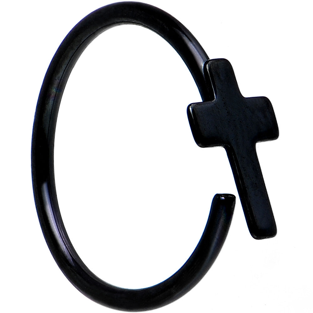 20G 5/16 Black IP Divine Cross Nose Hoop