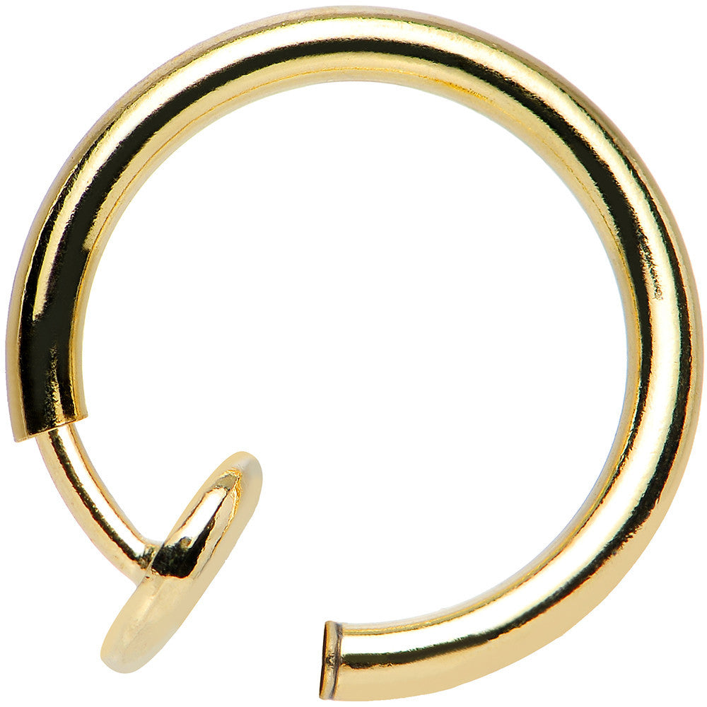 3/8 Gold Titanium IP Spring Loaded Fake Nose Ring Body Jewelry Hoop