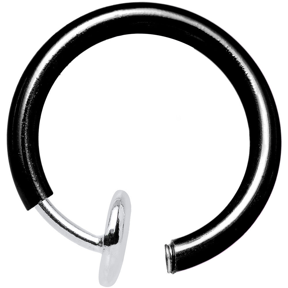 3/8 Black Titanium IP Spring Loaded Fake Nose Ring Body Jewelry Hoop