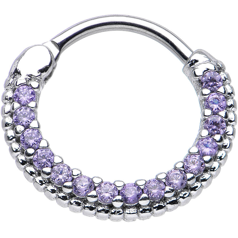 16G 3/8 Tanzanite CZ Ring of Brilliance Septum Clicker