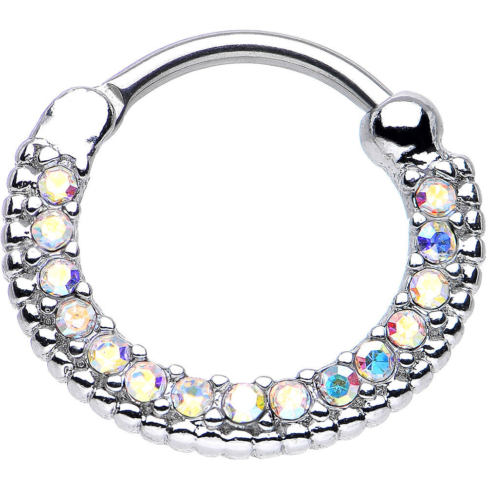 16G 3/8 Aurora CZ Ring of Brilliance Septum Clicker