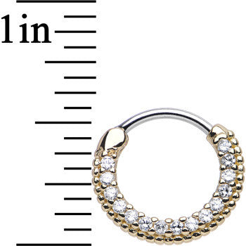 16G 3/8 Clear CZ Gold IP Ring of Brilliance Septum Clicker