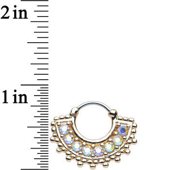16G 3/8 Aurora CZ Gold IP Tribal Queen Septum Clicker