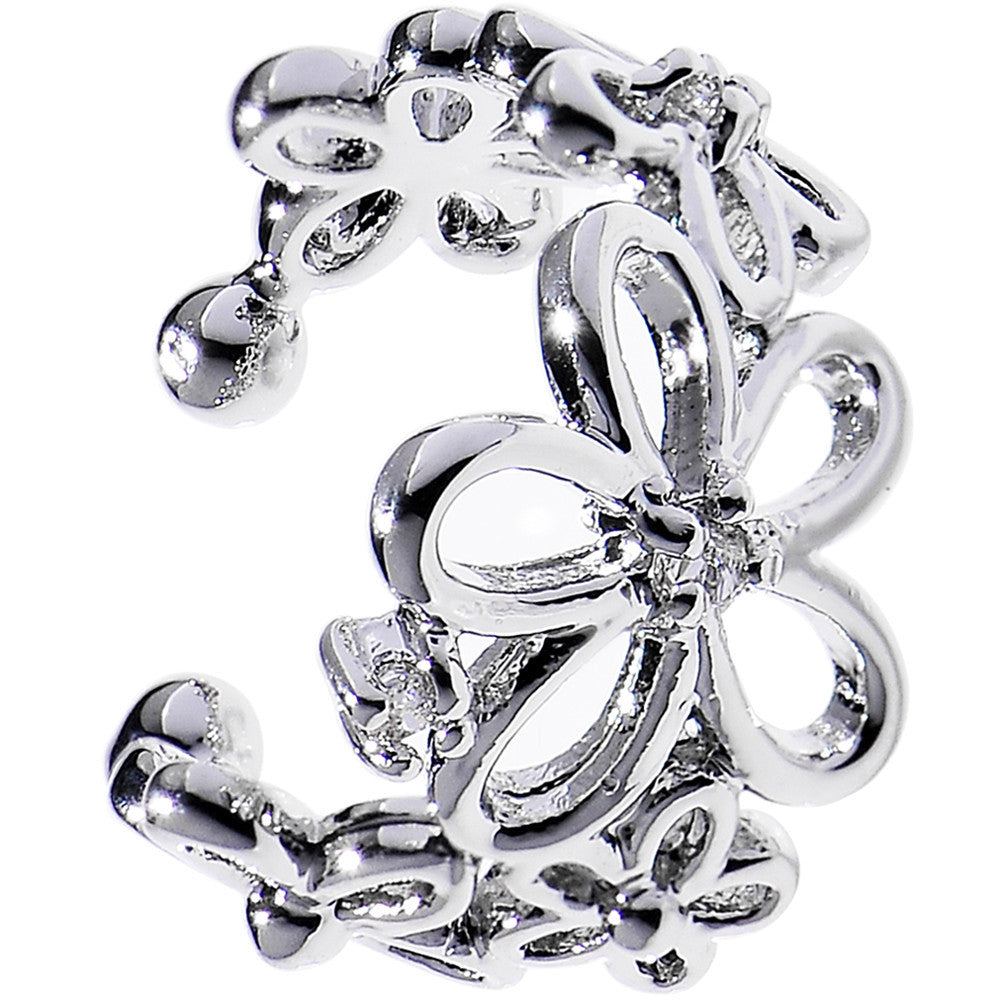 Clear Cubic Zirconia Garland of Flowers Ear Cuff