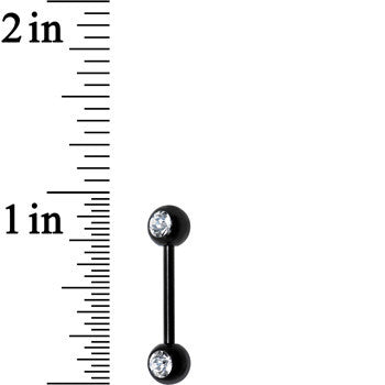 Front Gem Black Anodized Titanium Nipple Barbell Set