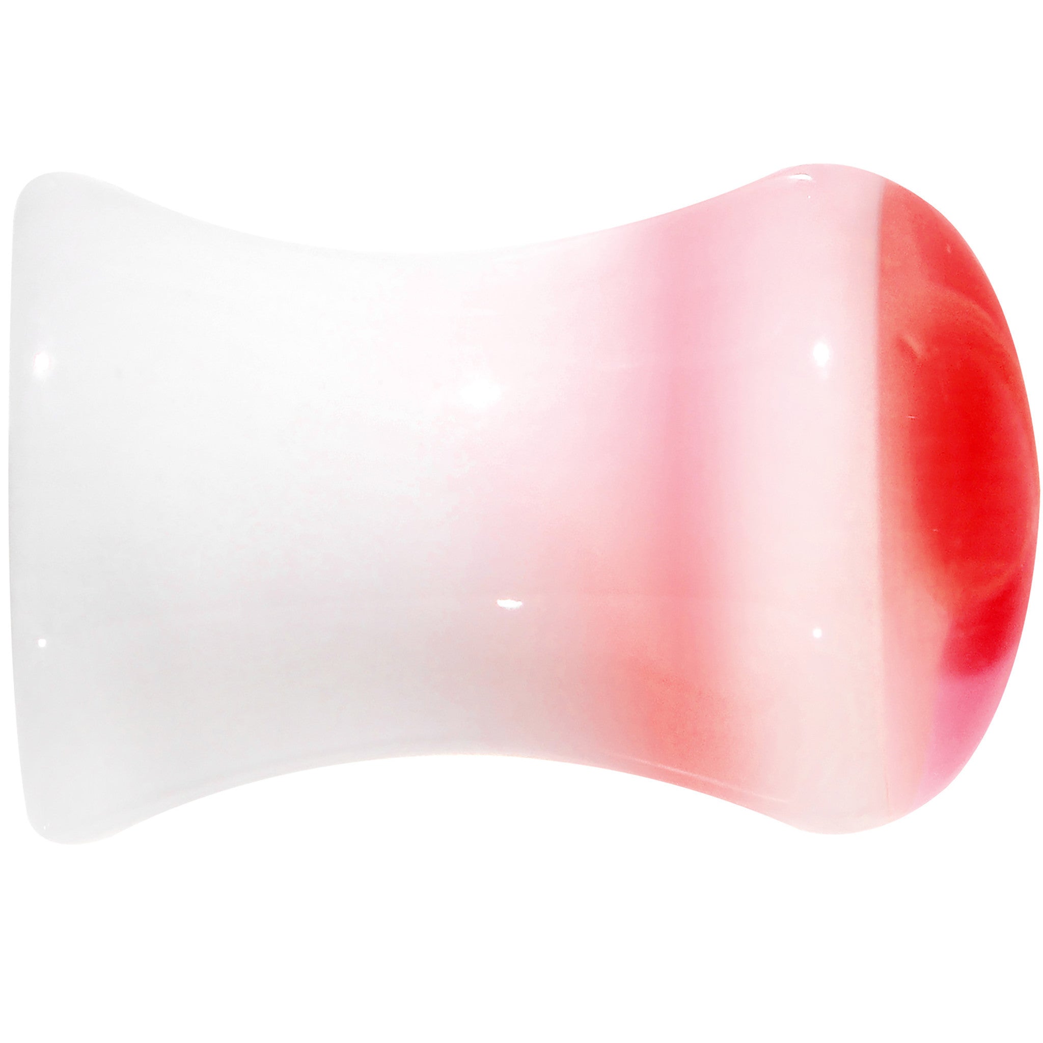 2G White Red Acrylic Adoring Heart Saddle Plug