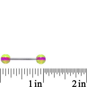14G Green Purple Acrylic Glitter Barbell Tongue Ring 5/8