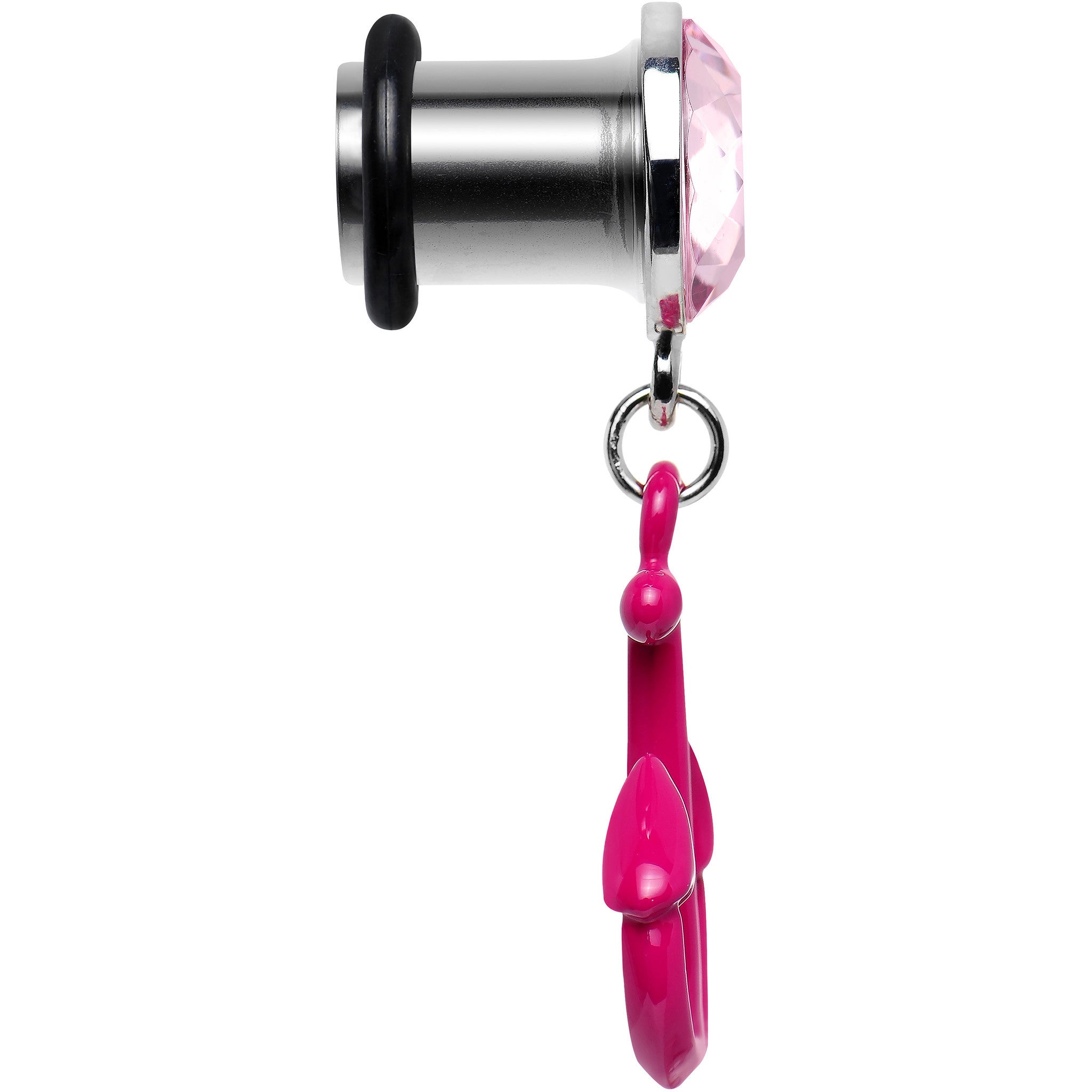 0G Pink Dangling Anchor Steel Plug