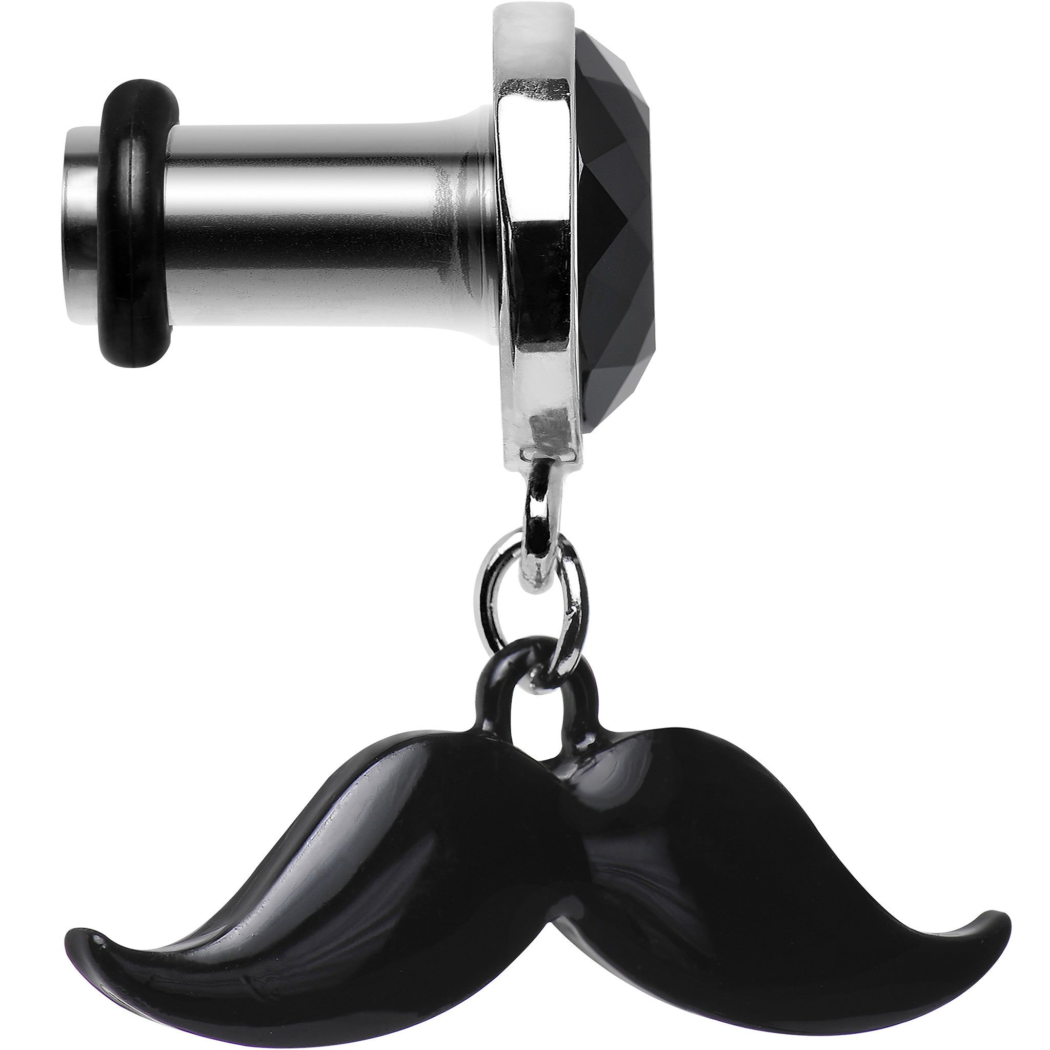 4G Black Dangling Mustache Steel Plug