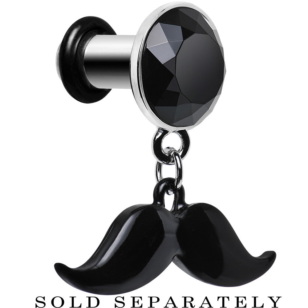 4G Black Dangling Mustache Steel Plug