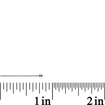 20G 3/4 Red CZ Steel Straight Fishtail Nose Ring 2mm