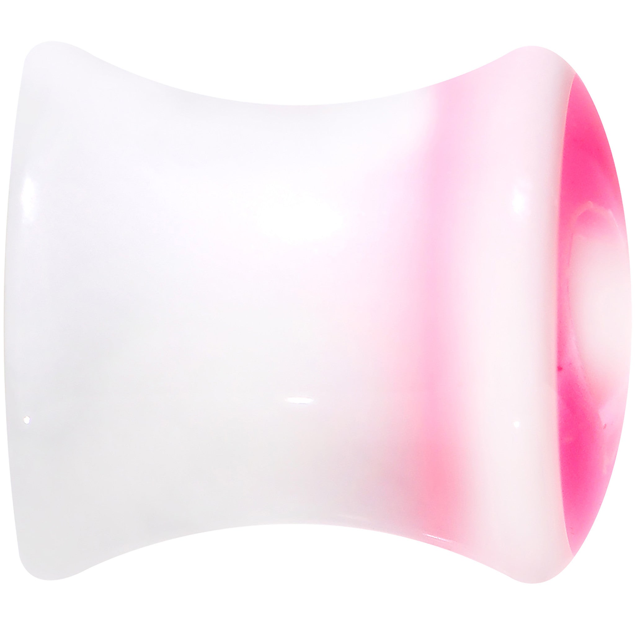 0G White Pink Acrylic Adoring Heart Saddle Plug