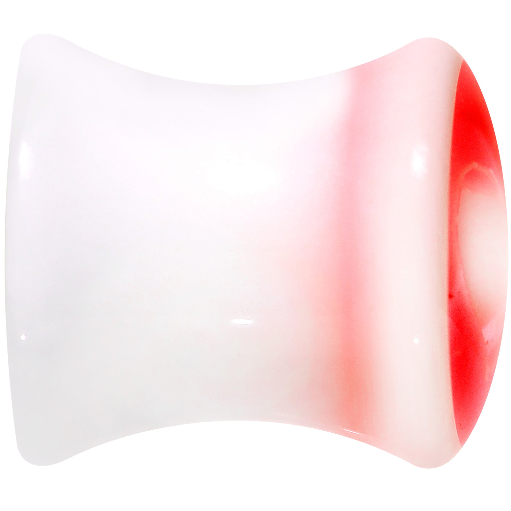0G White Red Acrylic Adoring Heart Saddle Plug