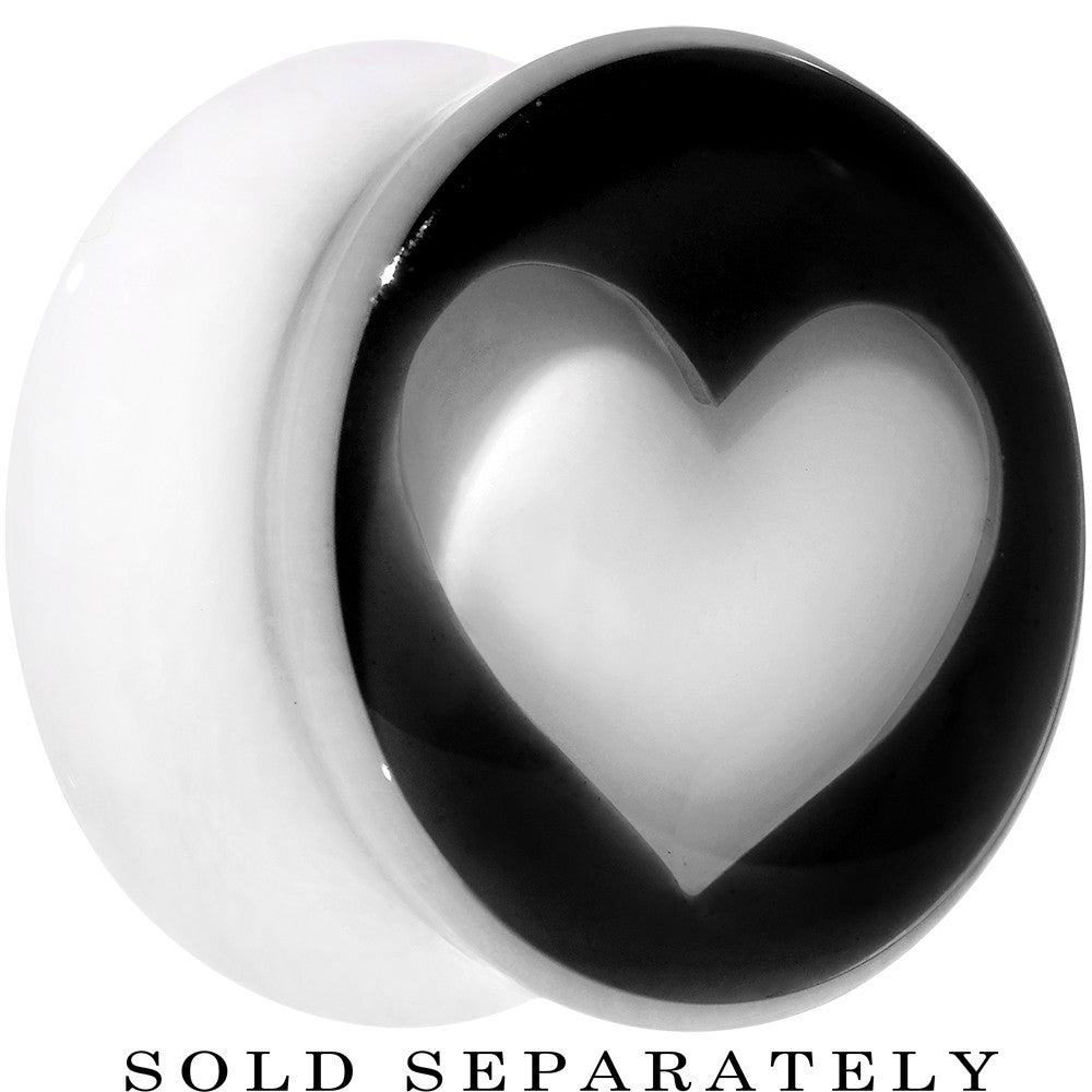 5/8 White Black Acrylic Adoring Heart Saddle Plug