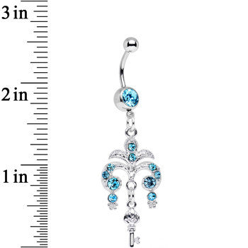 Aqua Gem Foliage Fountain Glamour Key Dangle Belly Ring